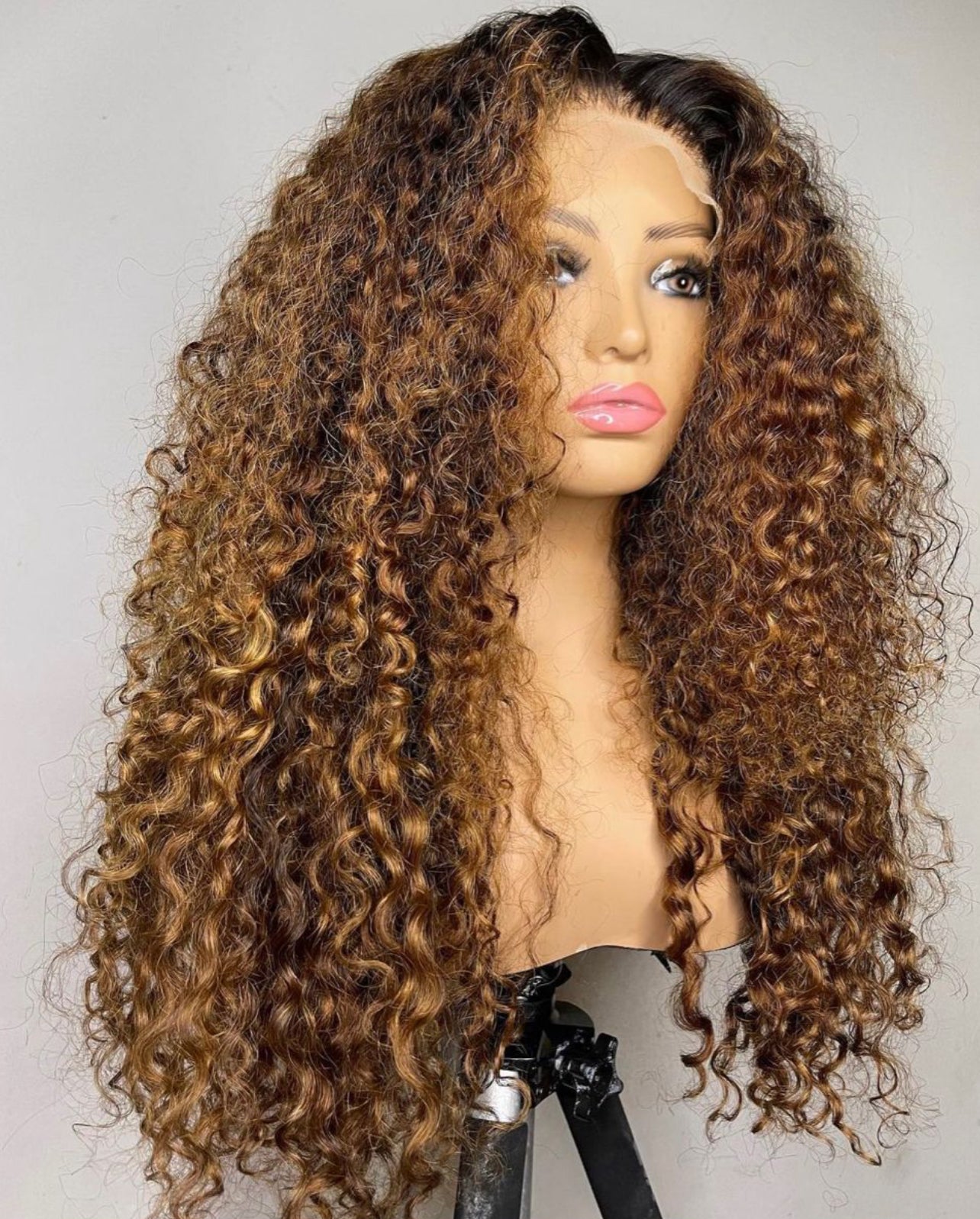 22 Inch Honey Blonde Double Drawn Full Frontal Curly Wig