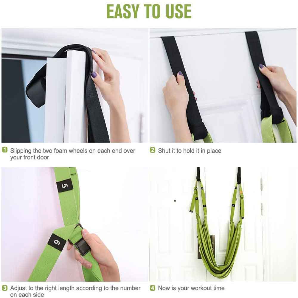 NNEDSZ Green Fitness Yoga Strap Band Waist Trainer Leg Door Swing Adjustable Ballet Dancer-1