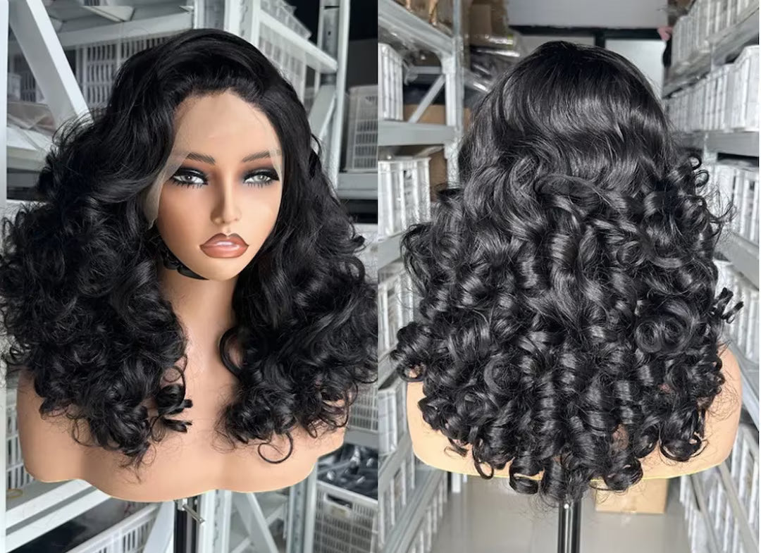 22-inch full frontal bouncy curly wig